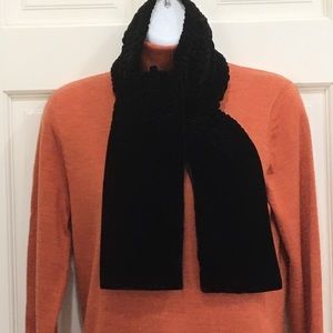 Scrunched Black Winter Velvet Scarf